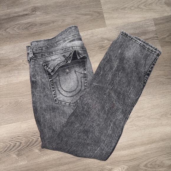 True Religion Ricky Jeans Men's 40x32 Gray Relaxed Straight Fit Denim World Tour - Picture 1 of 8